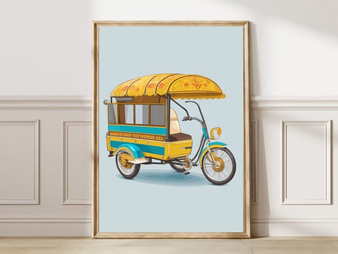 Vibrant Rickshaw ,digital Art, Printable Wall Art, Living Room Decor ...