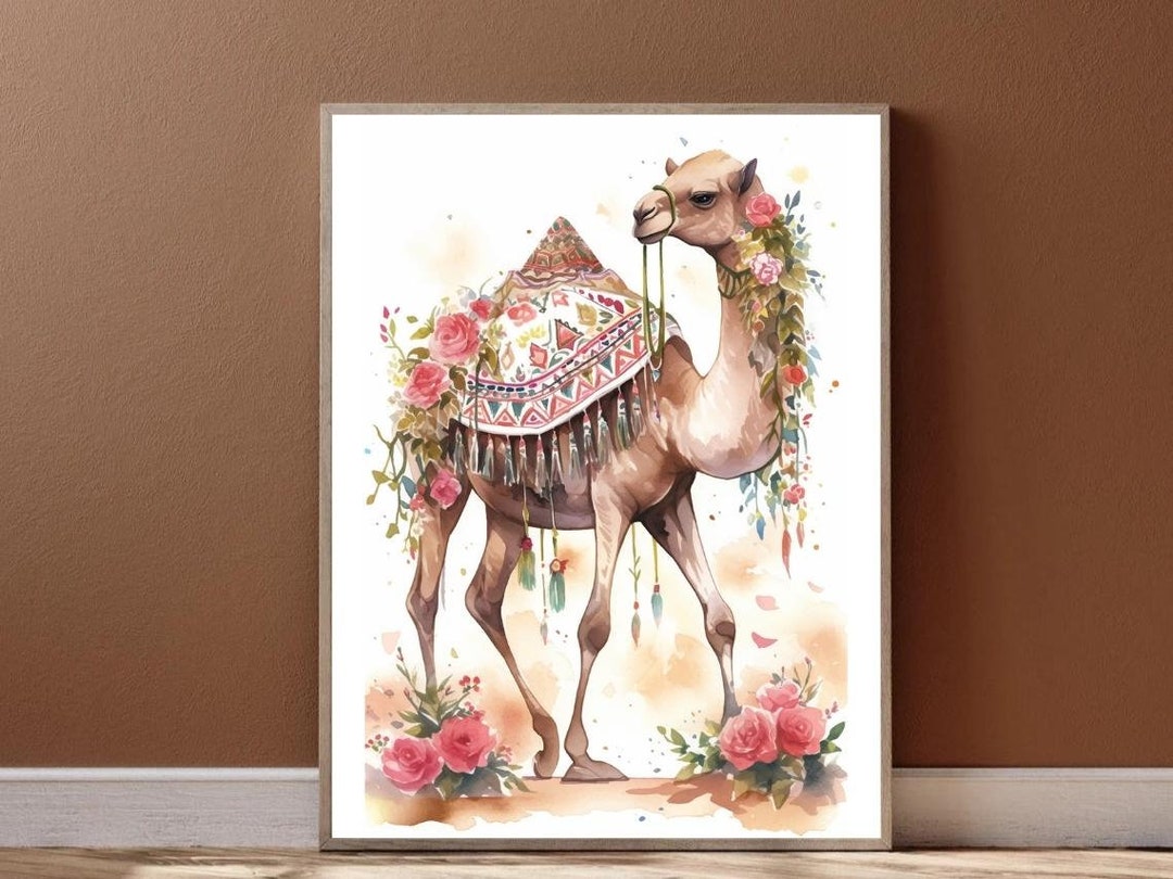Camel Wall Art, Living Room Decor, Indian Painting, Printables, Animal ...