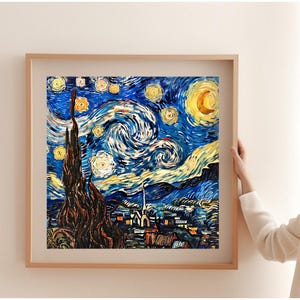 A Noite Estrelada, Vincent Van Gogh | Impressão de Arte Celestial, Pintura de Noite Estrelada, Obra de Arte Famosa, Pôster de Noite Estrelada | Impressão de Pôster
