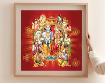 Shiva family, goddess painting, hindu god painting, indian art painting, lord shiva painting, indian god painting, indian wall art, folk art
