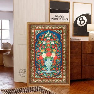 Indian Folk Art, Indian wall decor, Floral Prints, Living Room decor, Printable, Indian Vintage,  Indian Vintage, Pichwai Painting,