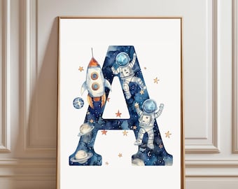 A letter, Outer space letter, outer space letters, outer space room decor, outer space nursery, astronaut decor, astronaut birthday