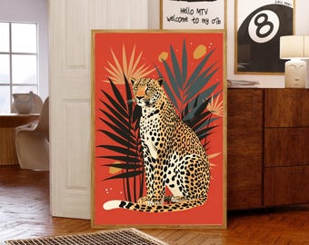 Cheetah Wall Art Print - Luxury Cheetah Print, Boho Wall Art, Cheetah Print, Maximalist Decor,, Digital Prints ,Wall Art,Art Prints,