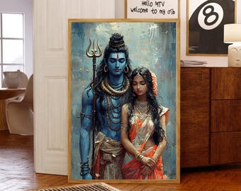 シヴァの芸術…シヴァ、パールヴァティー、ガネーシャ…ヴィンテージの