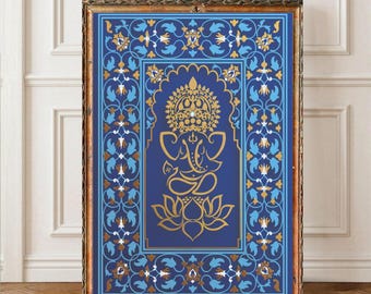 Ganesha Print, Indian Hindu God Wall Art, Living Room Decor (Digital Download)
