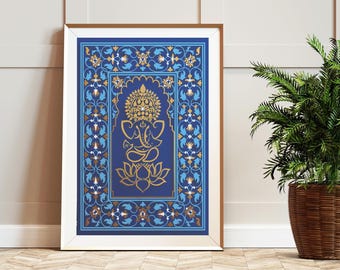 Ganesha print, Religious hindu god wall art, Living room decor, Ganesh wall art,,Indian Hindu,Pooja room decor, indian wall art,