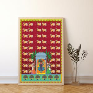 Shreenathji Pichwai Print, Shrinath ji Painting, Indian Folk Art, Srinathji Wall Art, Indian Art, Indian God, Pichwai Painting, Sreenath ji