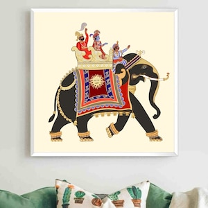 Indian Art, Indian Elephant, Instant Download, Indian Folk Art, Poster, Wall Art, Paintings