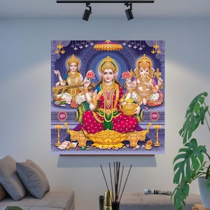 Lakshmi, Goddess Lakshmi Print, Lakshmi Puja, Diwali Poster, Lakshmi Illustration, Mahadevi Art, Hindu Festival, Digital Download, Printable
