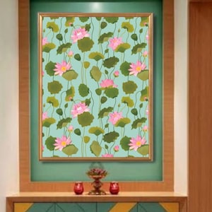 Lotus Flower Print,  Pichwai Painting ,lotus flower poster, Indian Art, Indian Wall Art ,Flower Wall Decor , Blooming Lotus