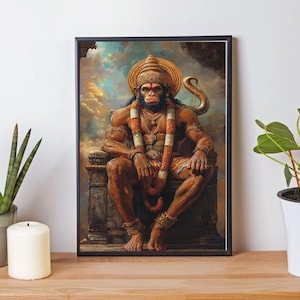 Lord Hanuman | Hanuman Art Print | Lord Hanuman Art | Hanuman Meditation | Yoga Art | Hindu Gods | Hanuman Painting | Indian Gifts