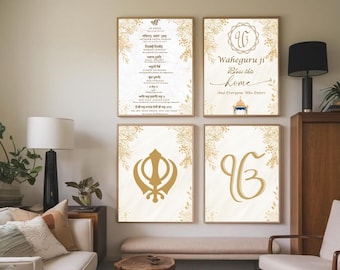 Set of 4 Sikh Wall Art Prints, Sikh Housewarming Gift, Punjabi Sikh Prayer Posters, Ek Onkar Religious Decor, Digital Download