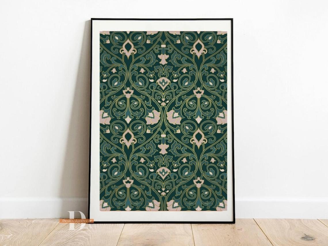 Indian Folk Art ,living Room Decor, Green Art , Indian Vintage, Mordern