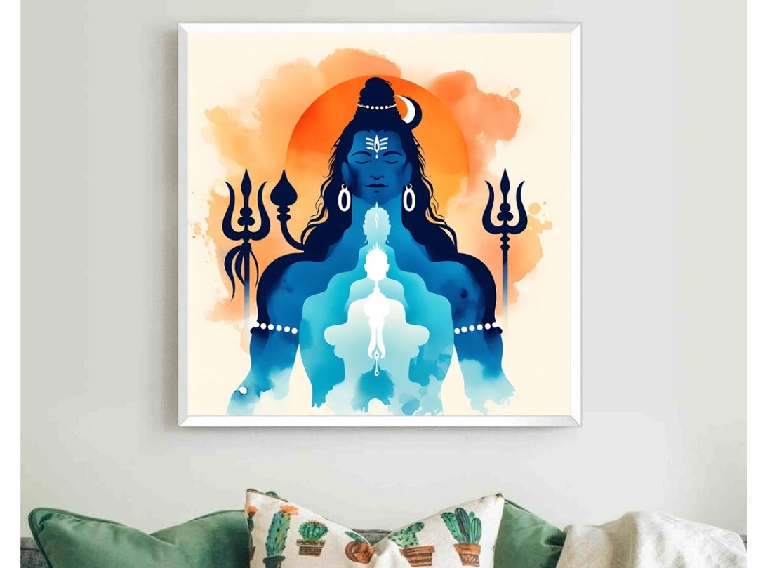 Lord Shiva Retro Wall Art | Shiva Wall Decor | Hindu Art | Hindu God ...