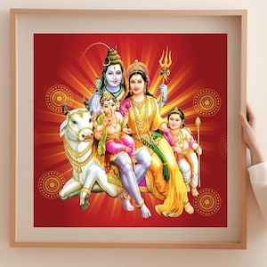 Shiv Parivaar, Parvati and Ganesh, God Shiva, Hindu God, Shiv Art, Indian God, Shiva Wall Art, Shiv Painting, Mahadev,