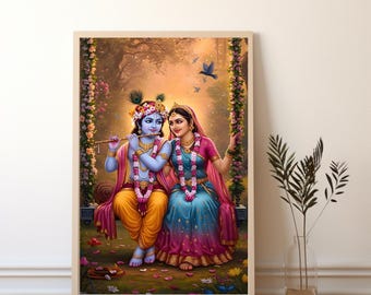 Radha Krishna art, Krishna Art, Krishna painting, Krishna poster, Krishna Wall Art, Hare krishna , Hindu God - Instant download