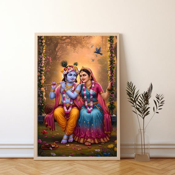 Radha Krishna art, Krishna Art, Krishna painting, Krishna poster, Krishna Wall Art, Hare krishna , Hindu God - Instant download