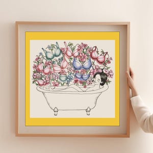 Frau las Buch in der Badewanne, Kunst Schwarze Frau Kunst Weibliches Porträt Afrikanische Frau Kunst Frau in der Badewanne schwarzes Mädchen Druck druckbare Kunst Boho-Kunst