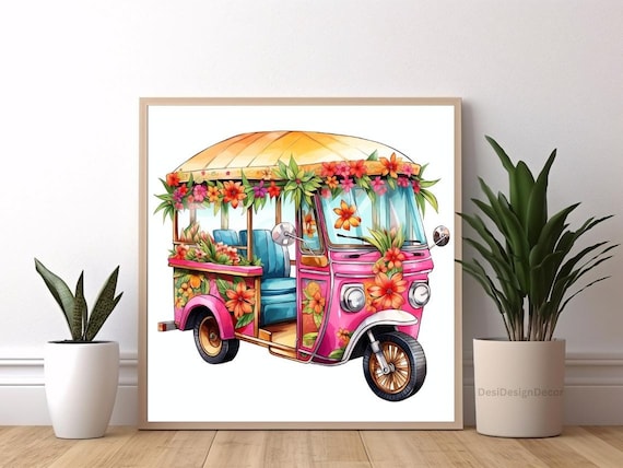 Auto Rickshaw , Watercolor Art , Chennai Art , Indian Art , Indian Vehicle Art ,Tuk Tuk illustration, Printable Wall Art,