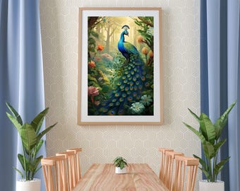 Peacock art ,Vintage motif wall art ,Antique Indian wall art ,Peacock indian wall art ,wall art ,Indian floral wall art , Pichwai painting