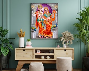 RADHA KRISHNA ,krishna , Hindu Wall Art , Hindu God Art, Radha Krishna , spiritual gift