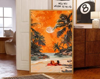 ビーチアート、フロリダのアートプリント、エステロ、トロピカルプリント、水彩画プリント、トロピカルペインティング、ビーチアート
