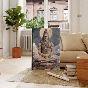 Shiva wall art, Hindu God illustration,Hindu God art,Hindu artwork,Shiva Temple Illustration,Indian Hindu,,Pooja room decor, indian wall art