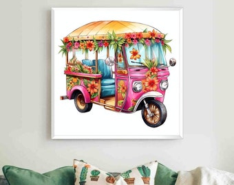 Auto Rickshaw , Watercolor Art , Chennai Art , Indian Art , Indian Vehicle Art ,Tuk Tuk illustration, Printable Wall Art,