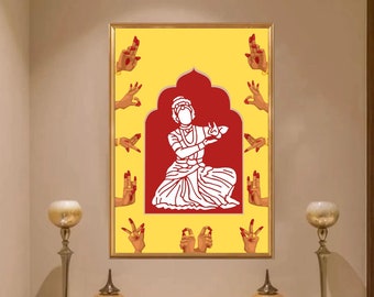 Póster de Bharatanatyam, Mudra y Pies de Bailarina, Arte de Chica Morena del Sur de Asia, Arte Desi, Retrato de Chica Tamil, Arte de Bailarina Clásica India