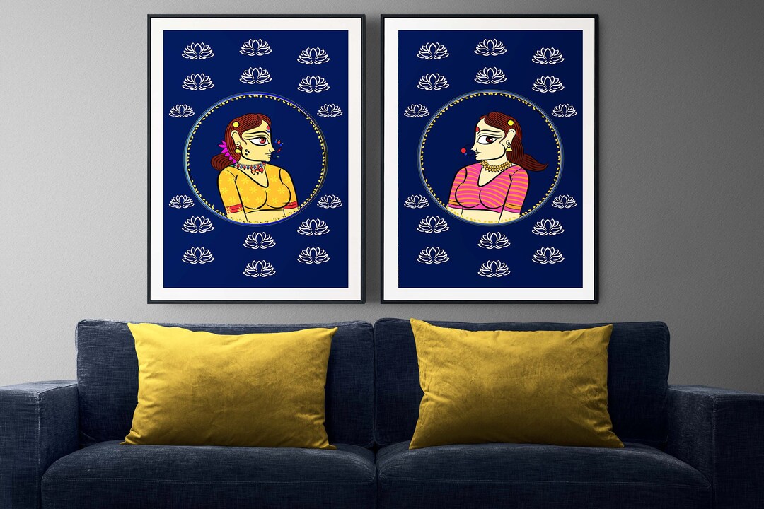 Buy Indian Folk Wall Art, Folk Art, Indian Lady Painting, India Wall