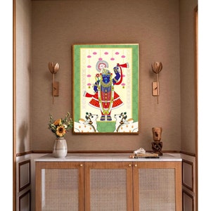 Shreenathji Pichwai Print, Shrinath ji Painting, Indian Folk Art, Srinathji Wall Art, Indian Art, Indian God, Pichwai Painting, Sreenath ji
