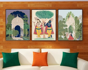 Mughal Art Print Set, Indian Folk Decor (Digital Download)