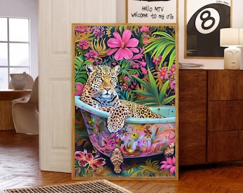 Cheetah Wall Art Print ,Luxury Cheetah Print, Boho Wall Art, Cheetah Print, Maximalist Decor,cheetah art print , Preppy wall art, Boho art