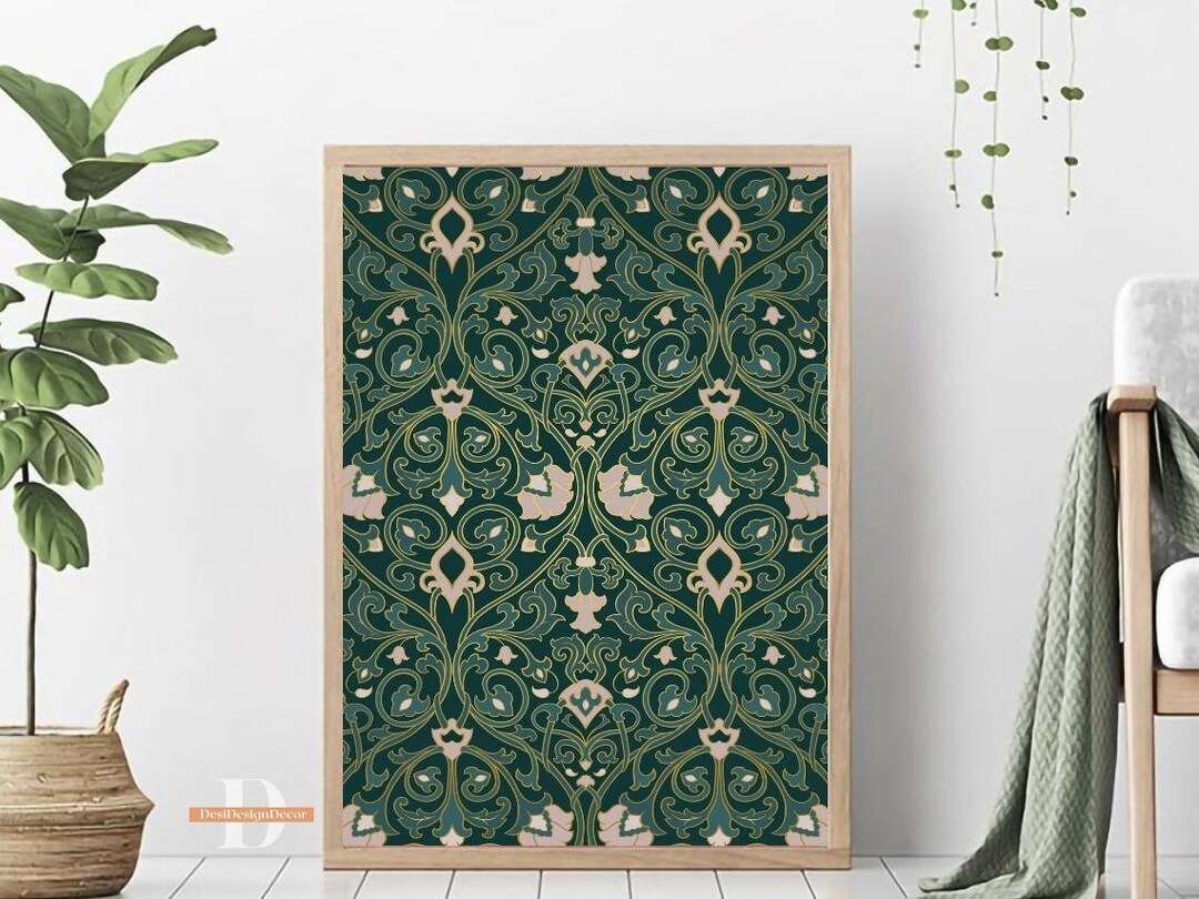 Indian Folk Art ,living Room Decor, Green Art , Indian Vintage, Mordern