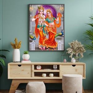 RADHA KRISHNA ,krishna , Hindu Wall Art , Hindu God Art, Radha Krishna , spiritual gift