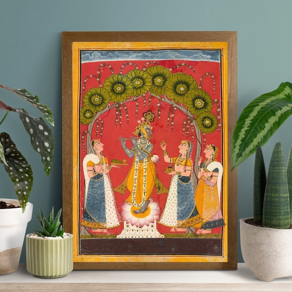 Krishna & Radha, Pichwai Painting ,lord krishna dancing with gopies,krishna painting