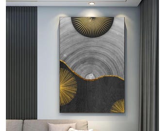 Abstrakter Kunstdruck in Schwarz und Gold, Wohnzimmerdekoration, Bilderwand-Set, Indische Malerei, Poster-Set, Druckvorlage