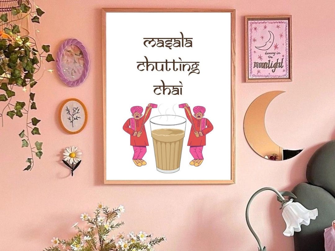 Masala Chai Tea Sign Indian Kitchen Art Illustration Kitchen Home Décor ...