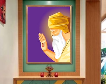 Malarstwo Guru Nanaka, sztuka sikhijska, wystrój pendżabski (sztuka cyfrowa)