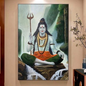 Shiva as Mahakaal, Wall Art Home Office Studio Decor, Hindu Indian Heritage Gift, Indian Painting ,Modern Indian