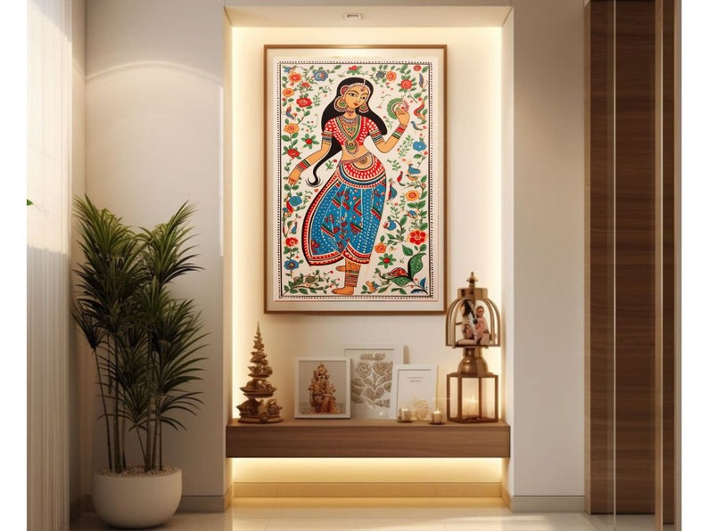 Madhubani Painting , Indian Wall Art Print, Indian Painting, Indian ...