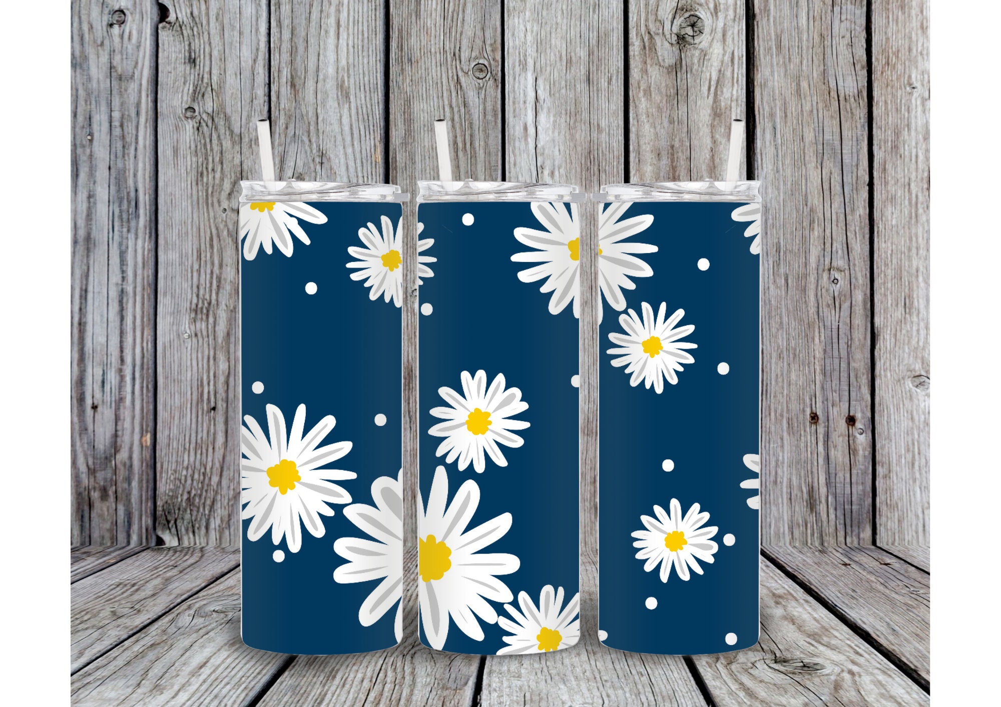 20 Oz Skinny Tumbler Design Sublimation - Daisies Tumbler Template ...