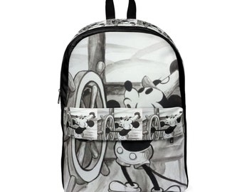 Backpack Steamboat Willie backpack Black and white steamboat backpack base color variable rugged pack handy pack versatile use for inside