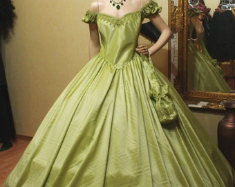 Victorian ballgown Civil War evening gown - fancy dress for reenactment and historical Crinoline Dress