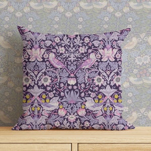William Morris Pillow Cover, Strawberry Thief Vintage Cushion Case, Colorful Flower Throw Pillowcase, Home Decoration, Sofa Pillow Case