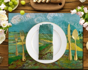 Van Gogh Art Table Placemats,Vintage Decor Dining Placemats,Natural Line Wedding Placemats,Holiday Placemat Set,Van Gogh Fabric Placemats