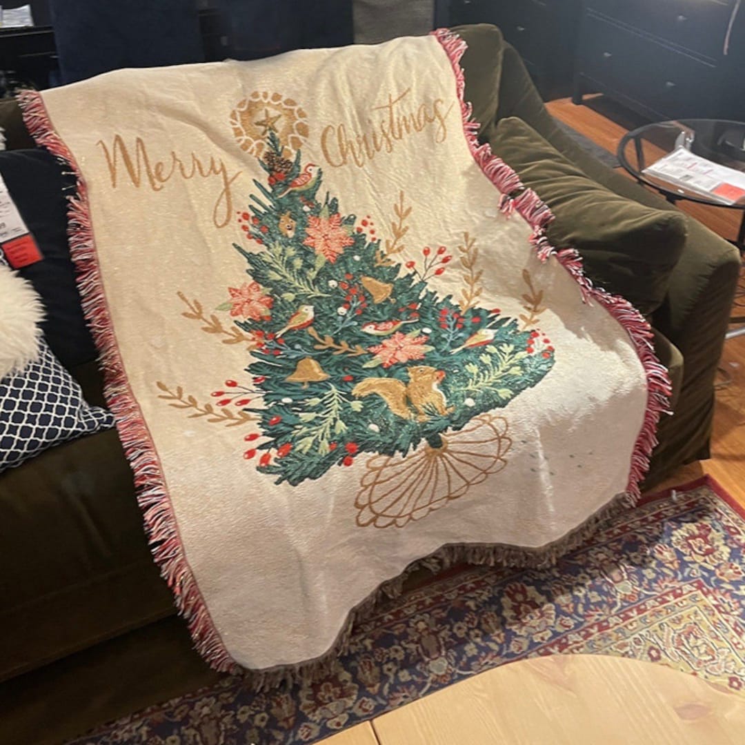 Retro Christmas Tree Throw Blankets christmas Decor Blanketweighted