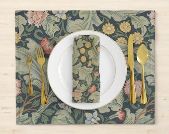 William Morris Flower Platemat, Fabric Placemats, Kitchen Dinnerware Sets(1/2/4/6/8), Napkin And Placemat, Cloth Placemats,Place Mats