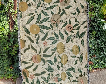 Lemon Tree Woven Blanket, William Morris Art Tapestry, Retro Plant Puzzle, 130*160 Lemons Blanket, Carpet Gift For Best Friend
