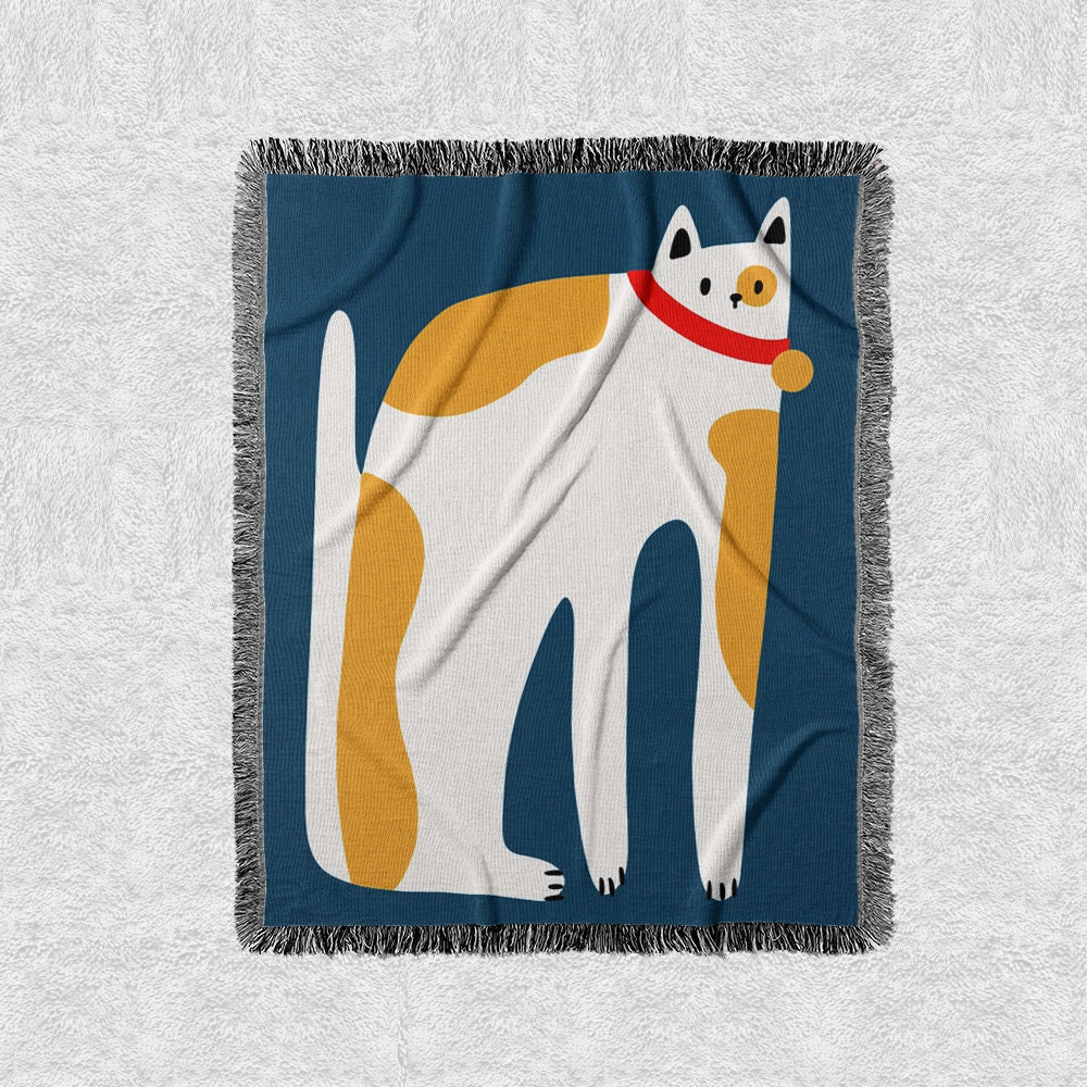 Cute Cartoon Cat with Windmill Blanket main image 0